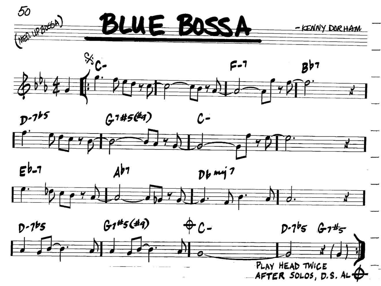 Blue Bossa concert lead sheet